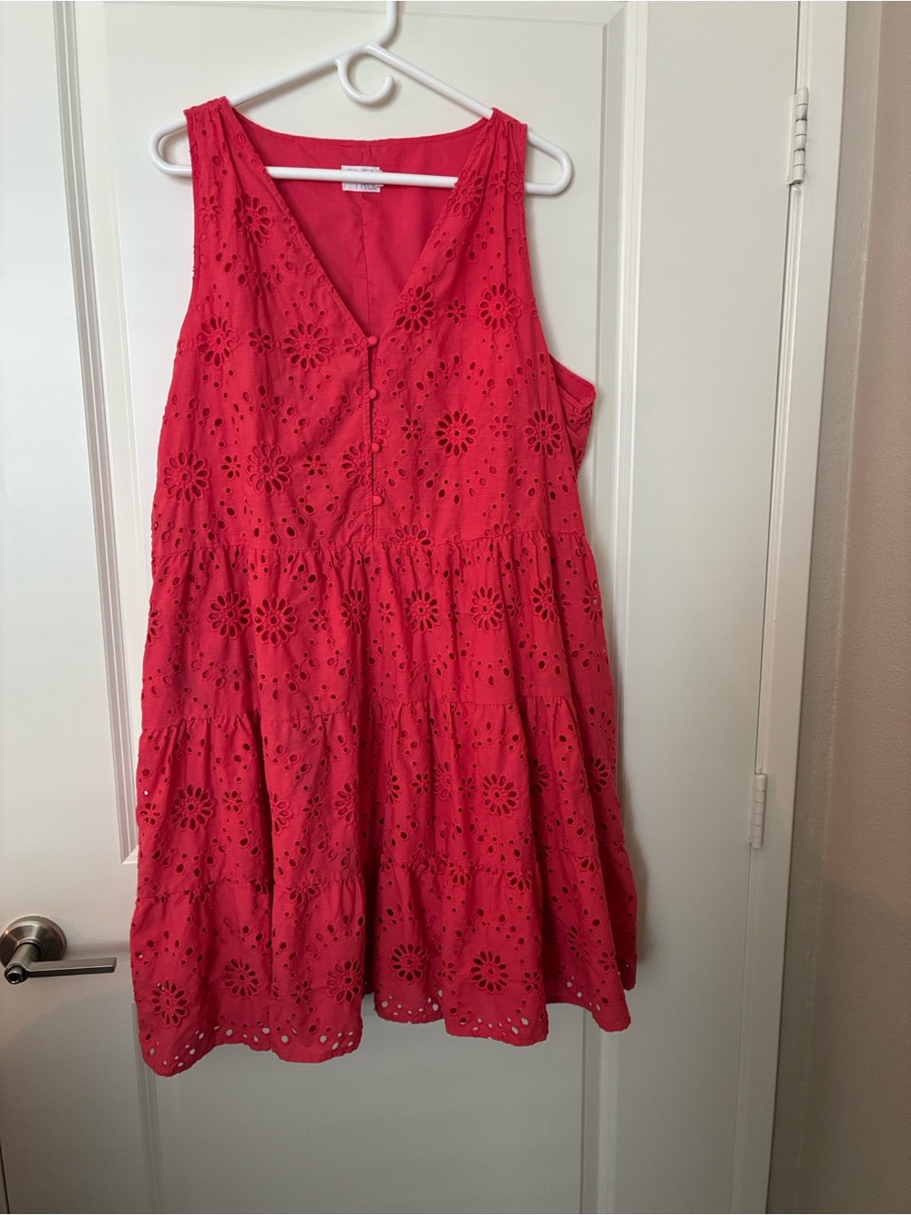 Pink Eyelet Sleeves Dress